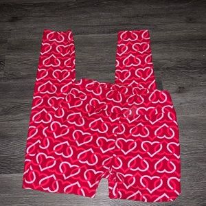 LuLaRoe red and pink heart leggings
